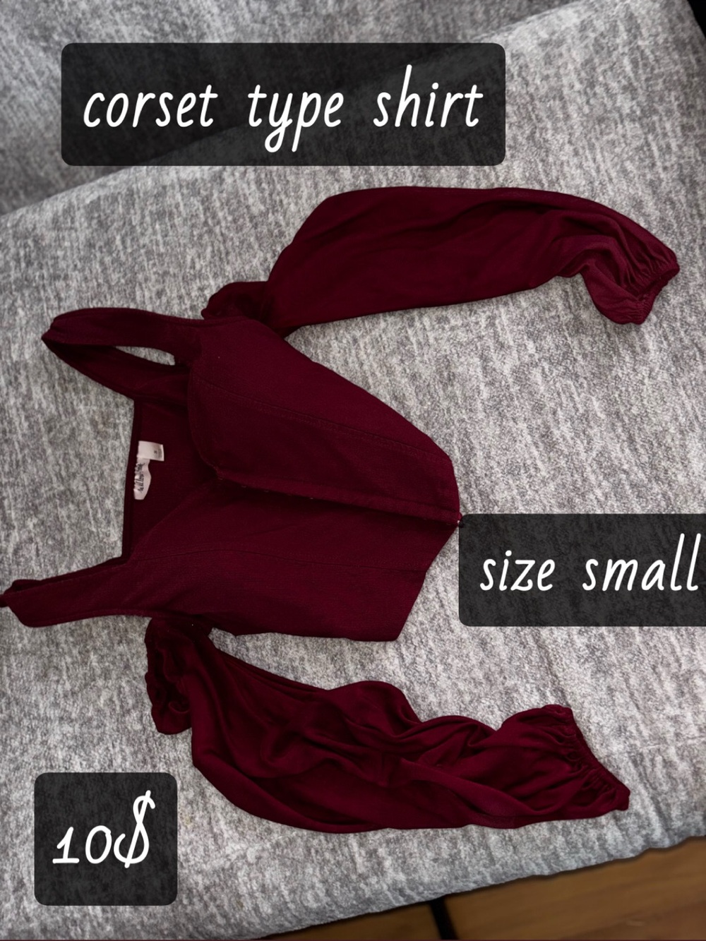Women’s Corset-Style Crop Top in Deep Burgundy - Small